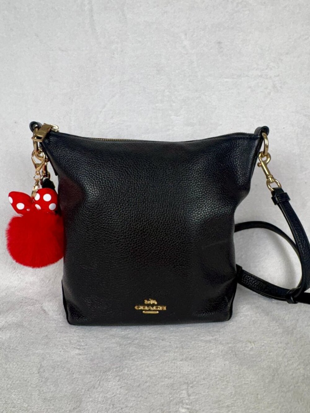 Coach Abby Duffle in Black Refined Pebble Leather and Charm